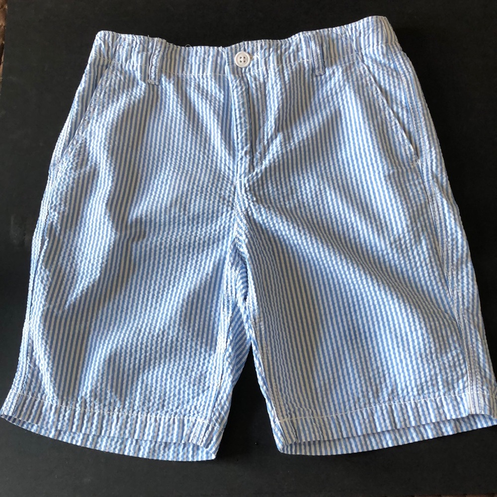 Kids size 18 Blue/white striped shorts. May be worn by a boy or girl, worn once